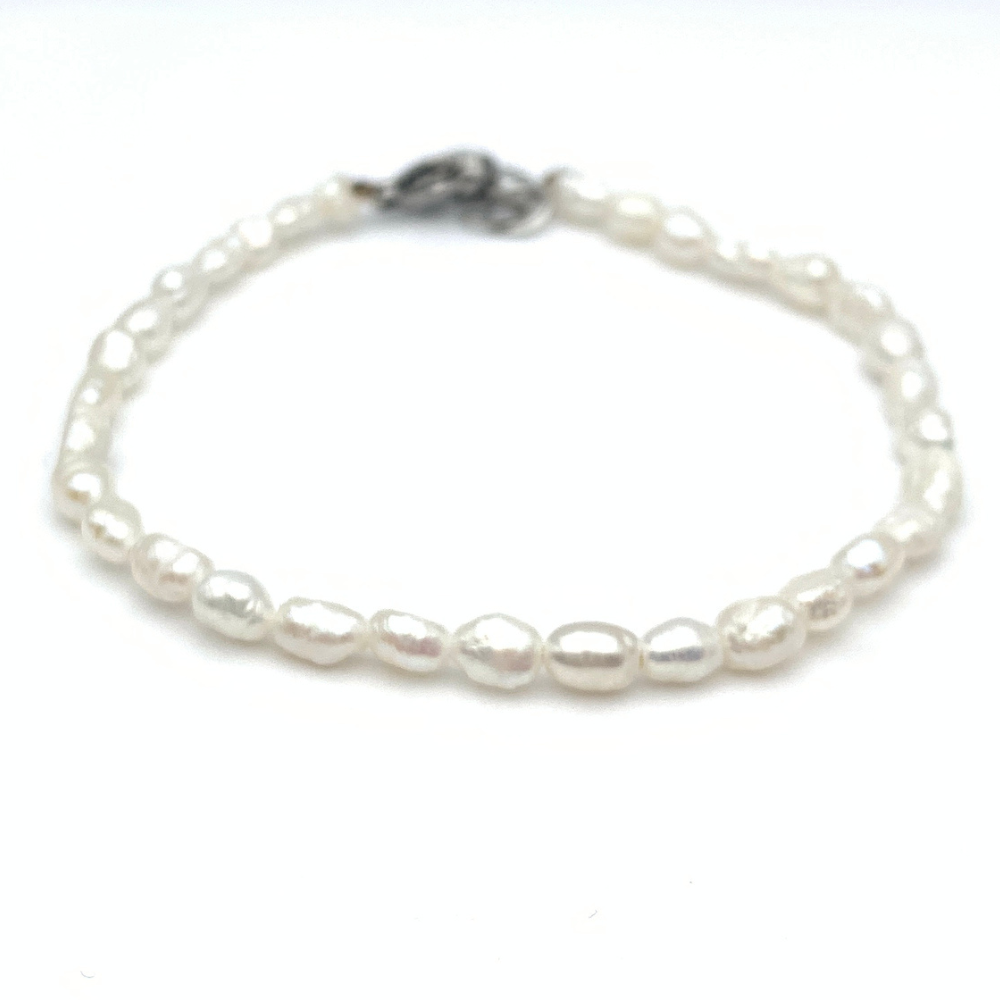 Bracciale Perle di Fiume in Acciaio Silver - WJ Gioielli