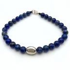 bracciale in argento 925 con pietre naturali blu e pepita ovale