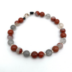 Bracciale Pietre Naturali Marroni e Grigie in Argento Silver - WJ Gioielli