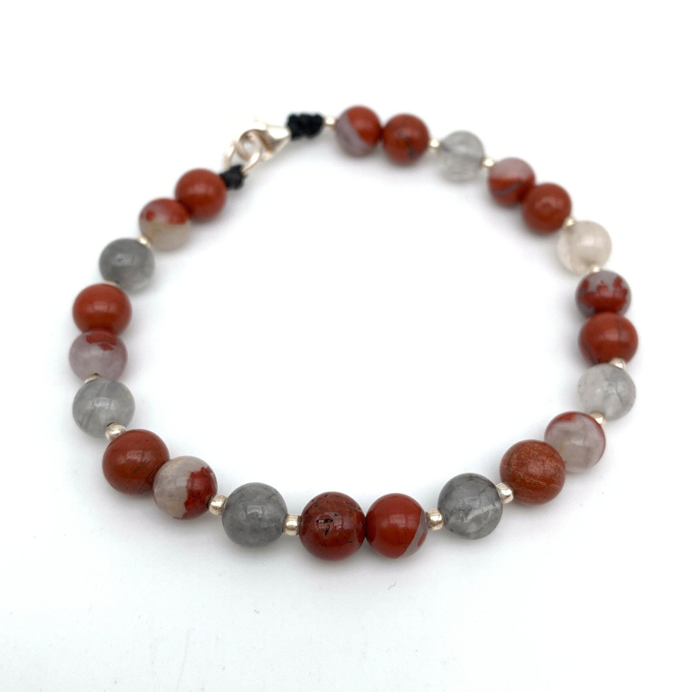 Bracciale Pietre Naturali Marroni e Grigie in Argento Silver - WJ Gioielli