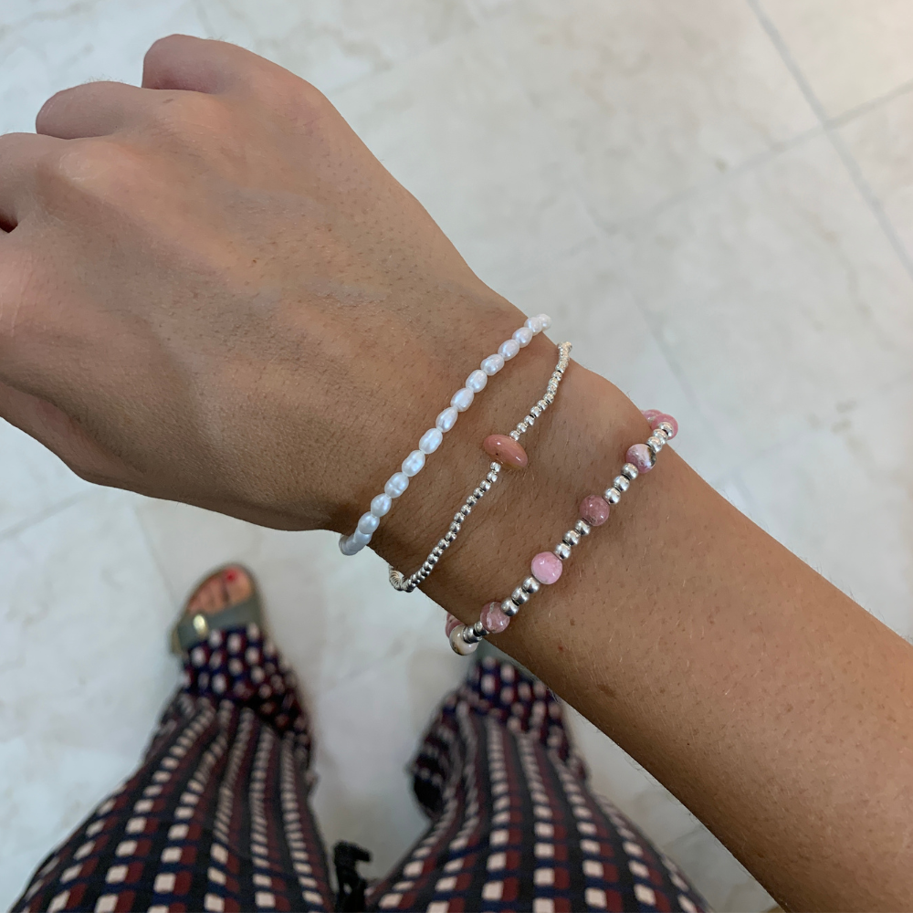 Bracciale Pepite e Pietre Rosa in Argento Silver - WJ Gioielli