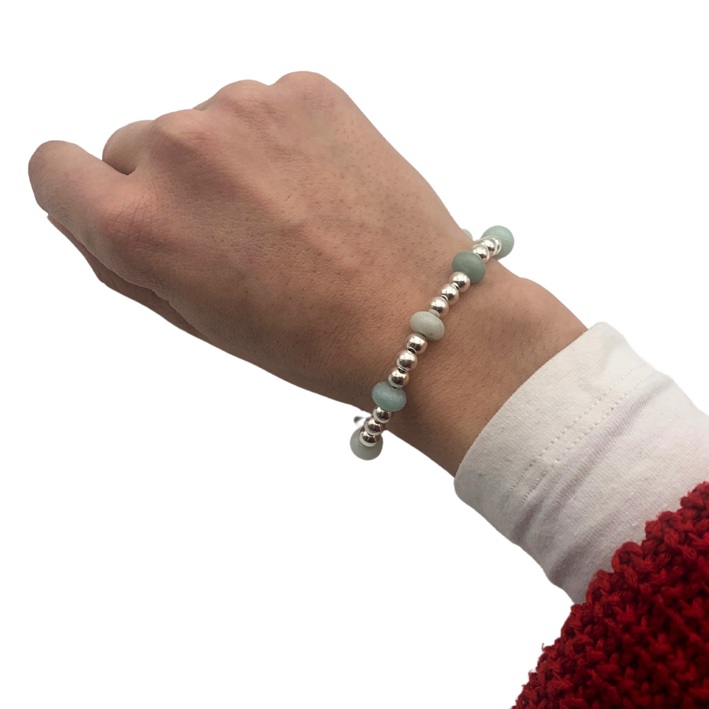 Bracciale Pietre Naturali Verdi e Pepite in Argento Silver - WJ Gioielli