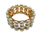 Bracciale Rigido Elastico con Perle in Acciaio Gold