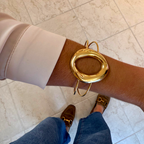 Bracciale Rigido Equilibrio Dorato in Acciaio Gold