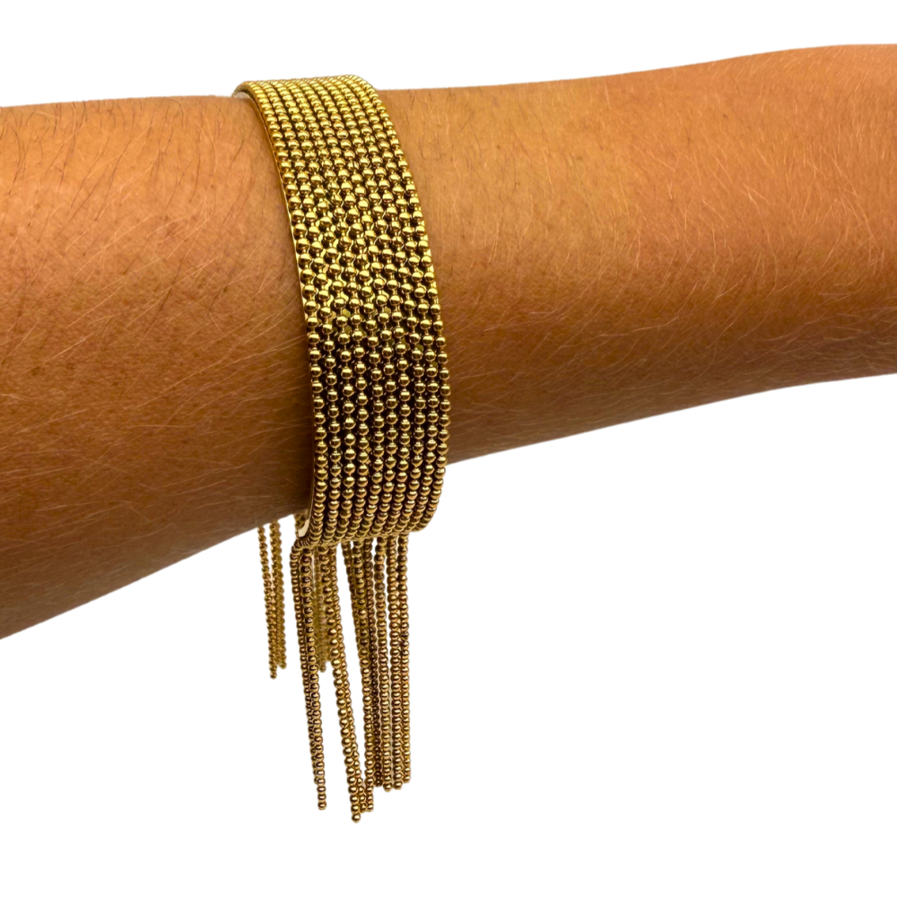 Bracciale Rigido Frange in Acciaio Gold