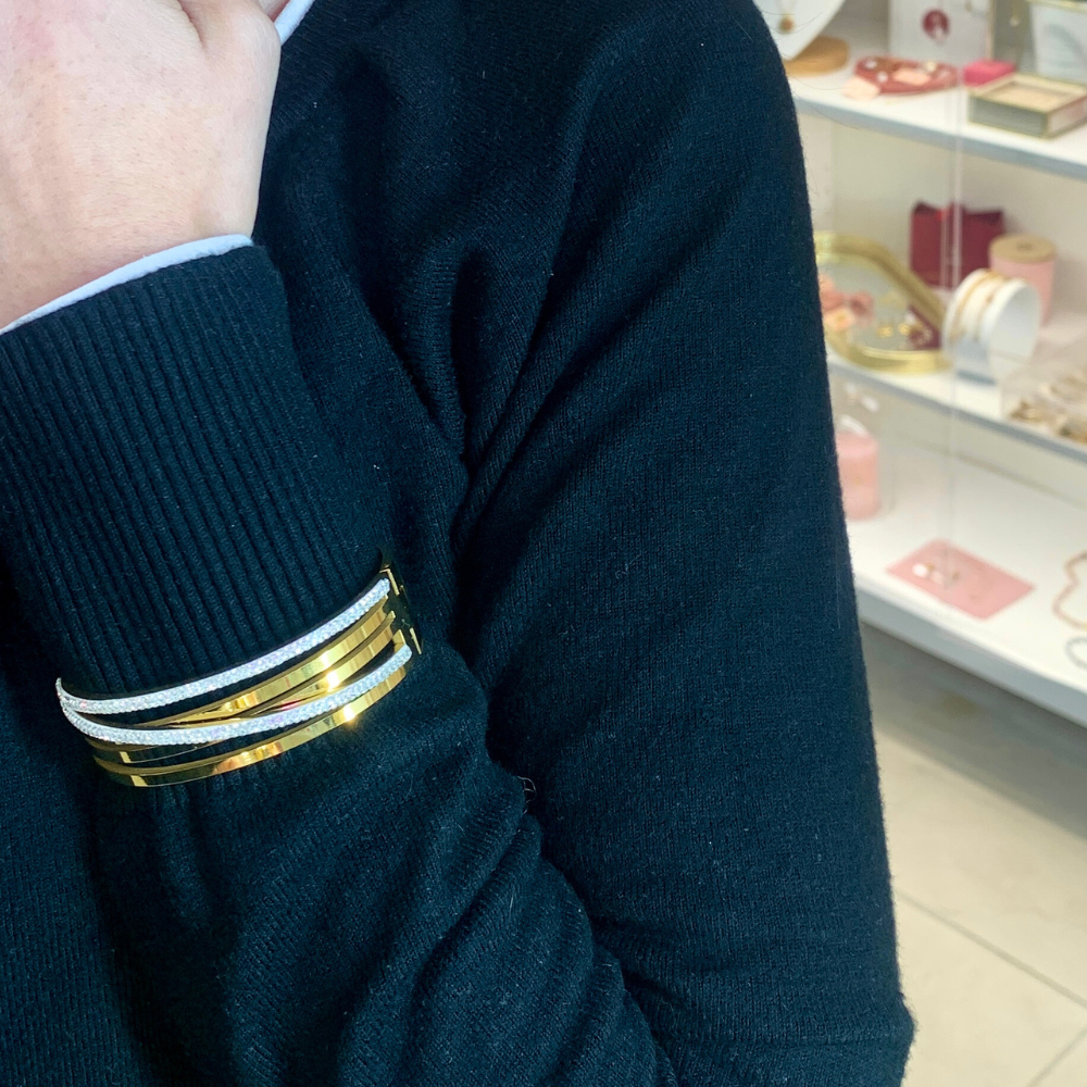 Bracciale Rigido Glimmering in Acciaio Gold - WJ Gioielli
