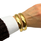 Bracciale Manetta Rigido a 3 File in Acciaio Gold