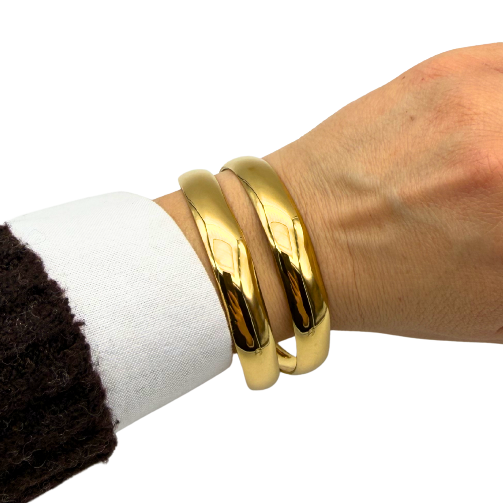 Bracciale Manetta Rigido a 3 File in Acciaio Gold