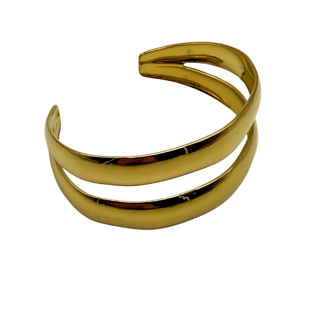 Bracciale Manetta Rigido a 3 File in Acciaio Gold