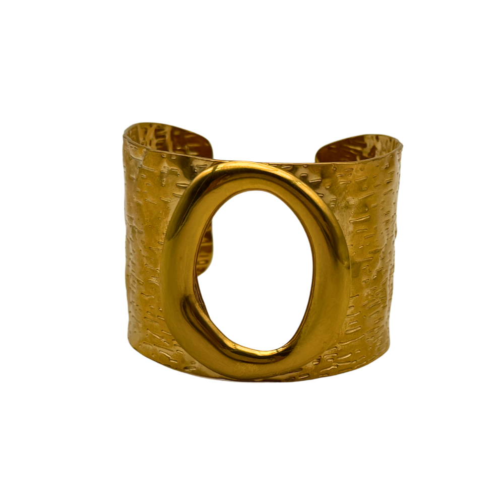 Bracciale Rigido Raw Oval in Acciaio Gold