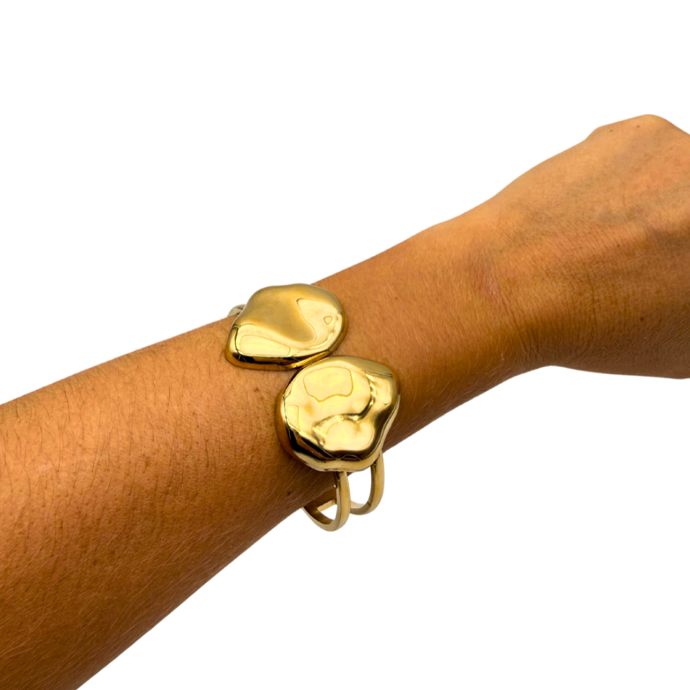 Bracciale Rigido Sassolini Dorati in Acciaio Gold