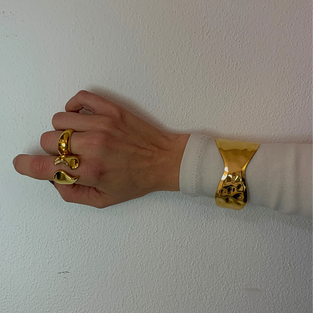 Bracciale Rigido Wave in Acciaio Gold - WJ Gioielli