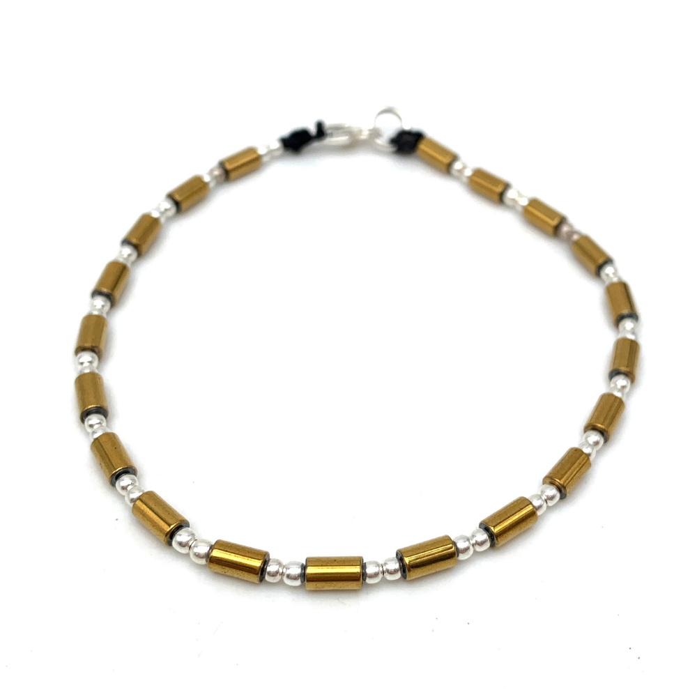 bracciale rondelle gold e pepite silver in argento