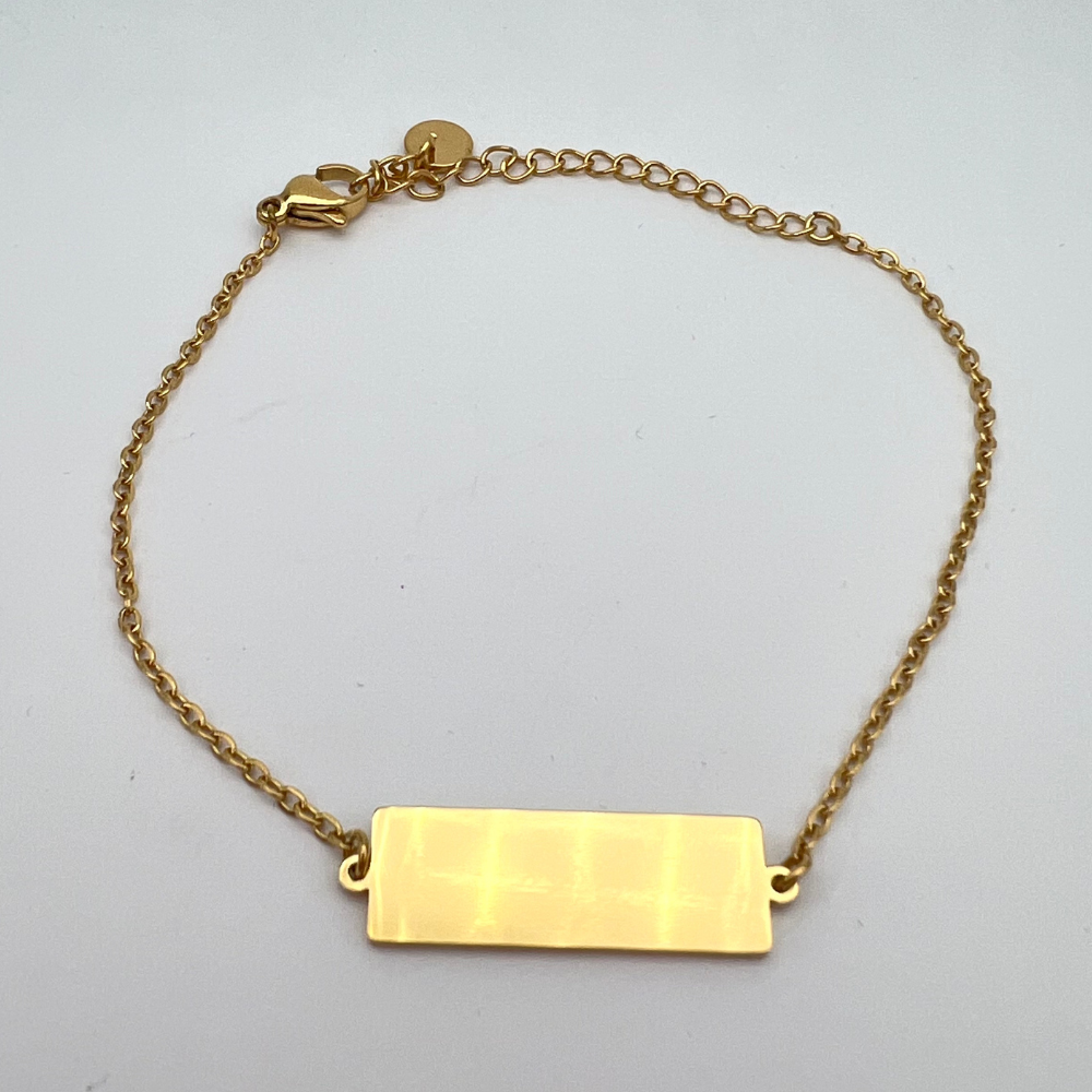 bracciale in acciaio gold con targhetta personalizzabile con incisione