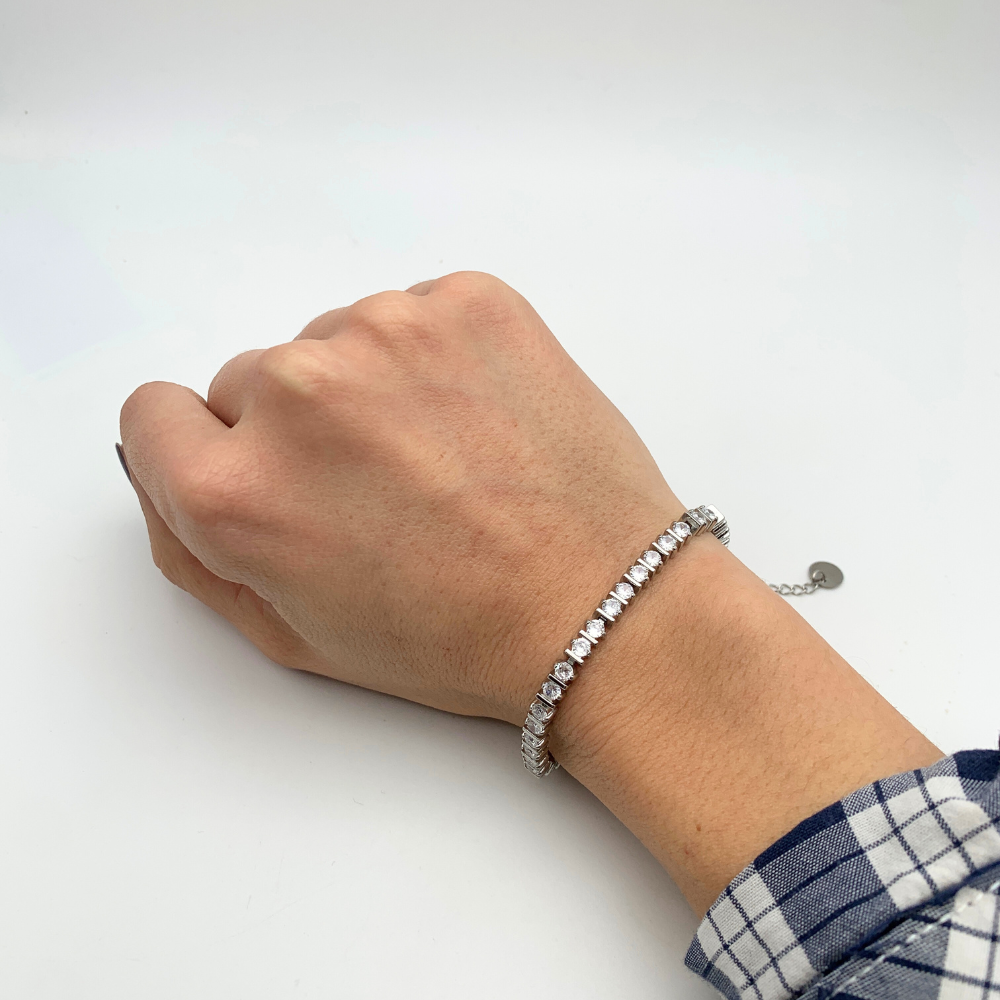 Bracciale Tennis in Acciaio Silver - WJ Gioielli