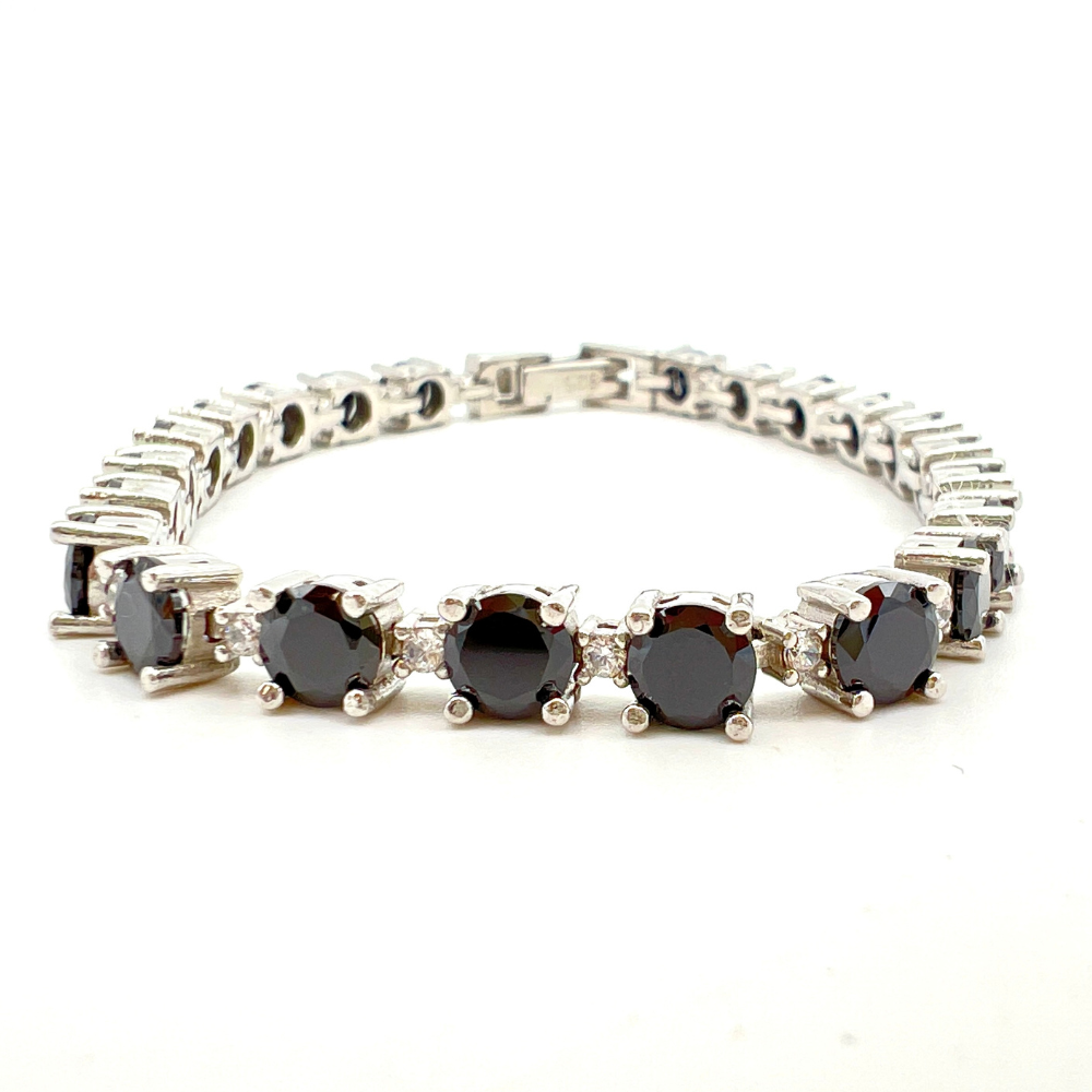 bracciale tennis con zirconi tondi neri
