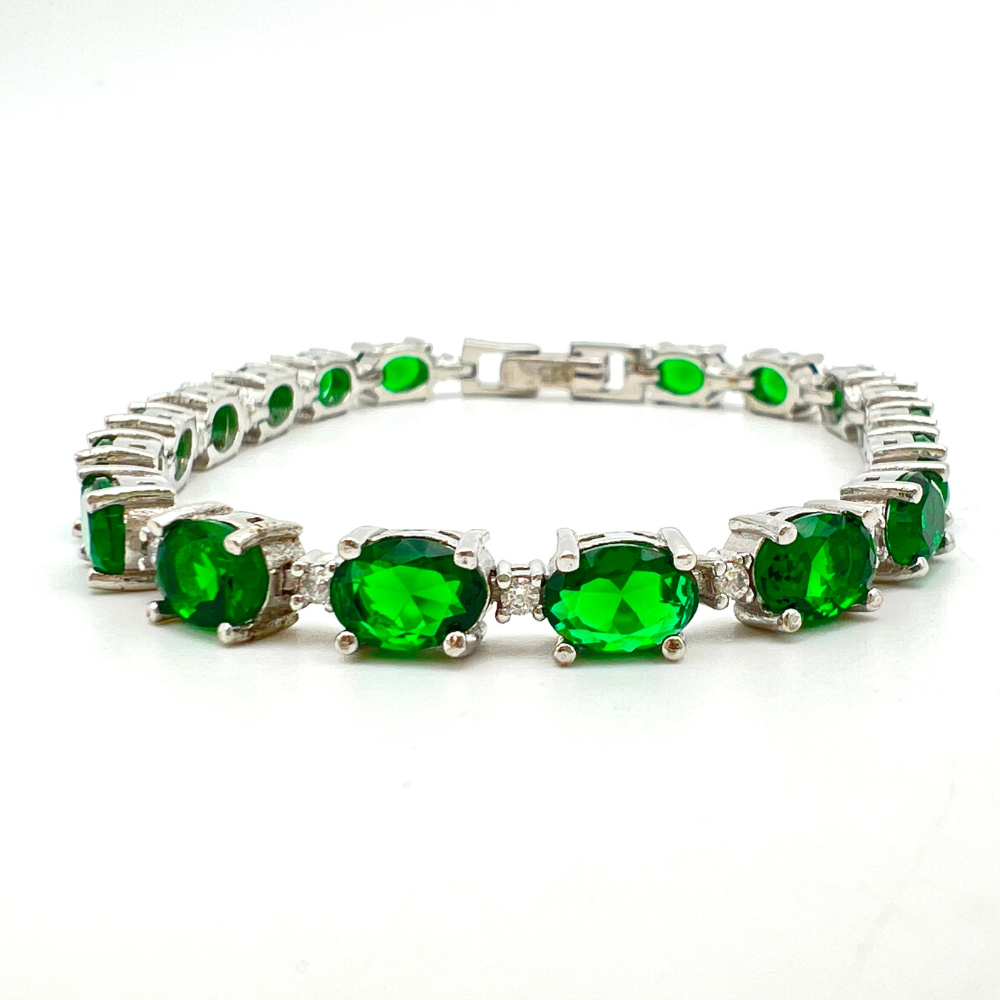 bracciale tennis in argento con zirconi verdi