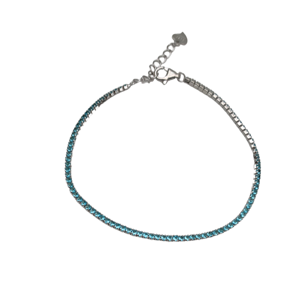 Bracciale Tennis Zirconi Celesti in Argento Silver - WJ Gioielli