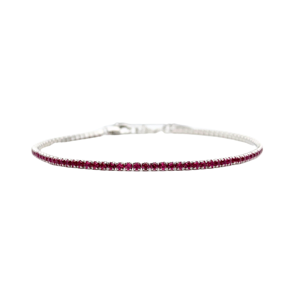 Bracciale Tennis Zirconi Fucsia in Argento Silver - WJ Gioielli
