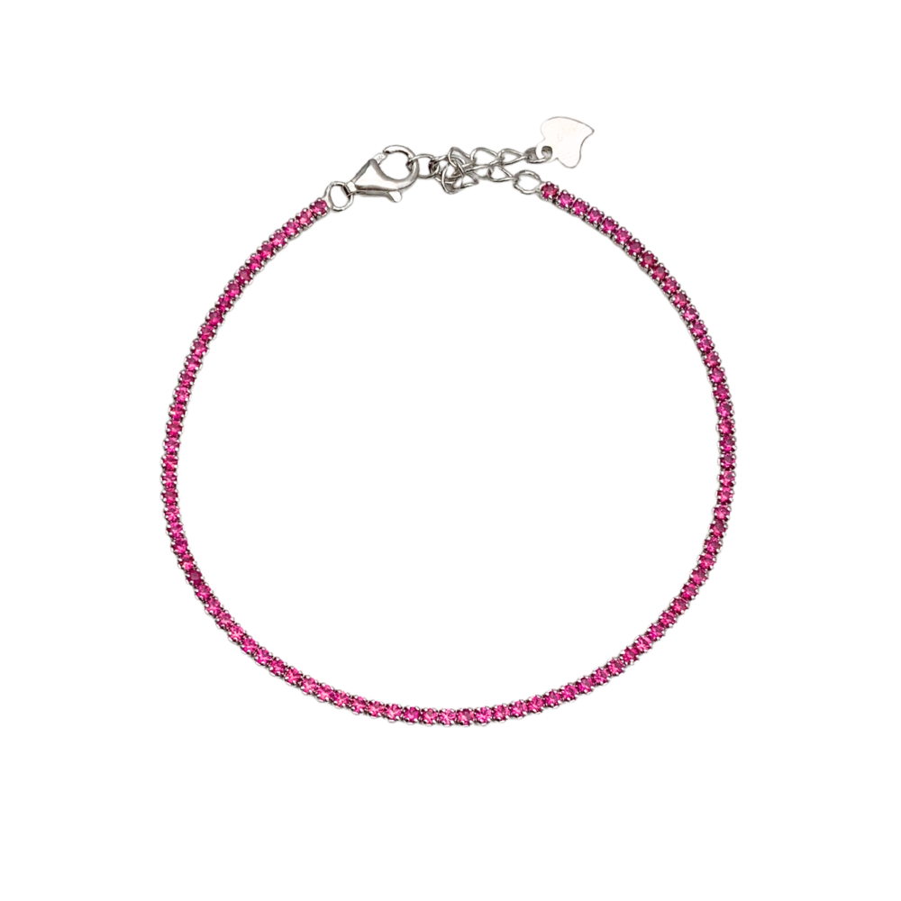 Bracciale Tennis Zirconi Fucsia in Argento Silver - WJ Gioielli