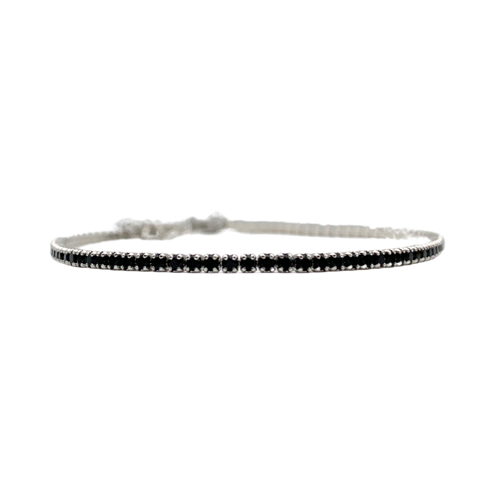 Bracciale Tennis Zirconi Neri in Argento Silver - WJ Gioielli