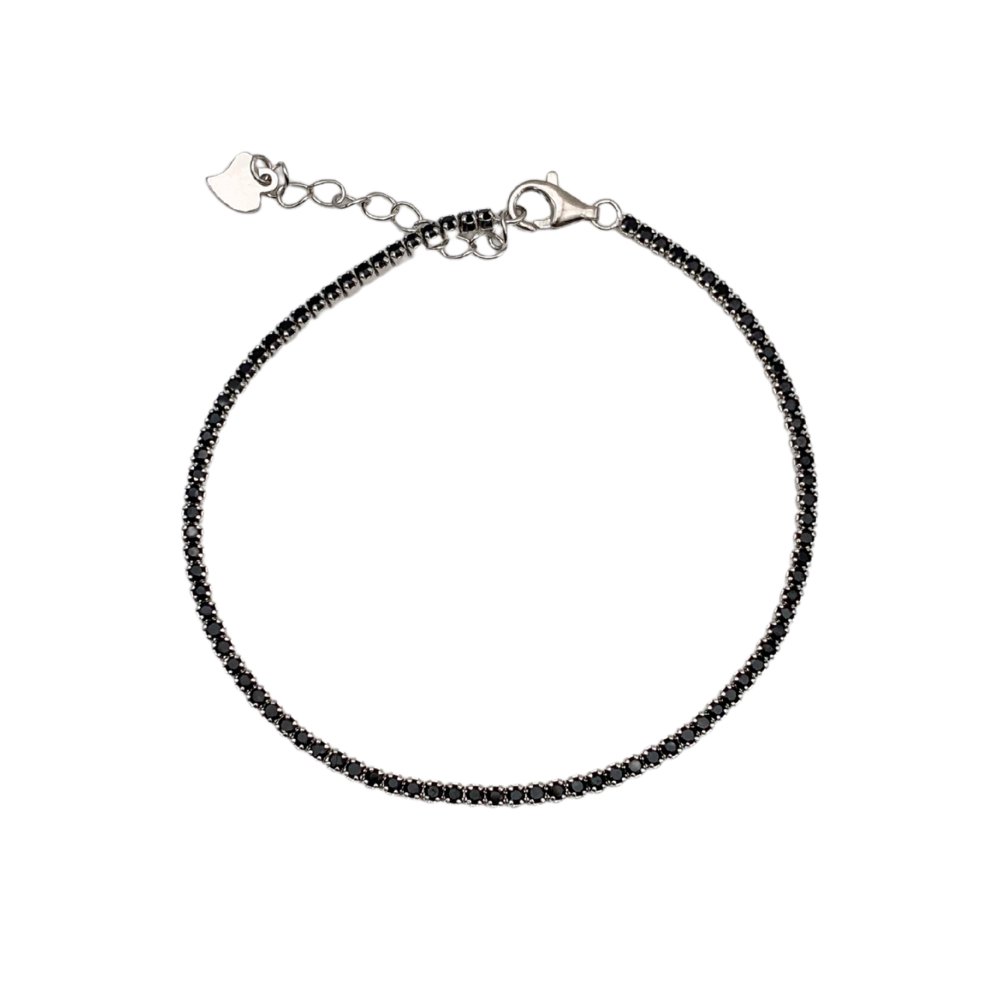 Bracciale Tennis Zirconi Neri in Argento Silver - WJ Gioielli