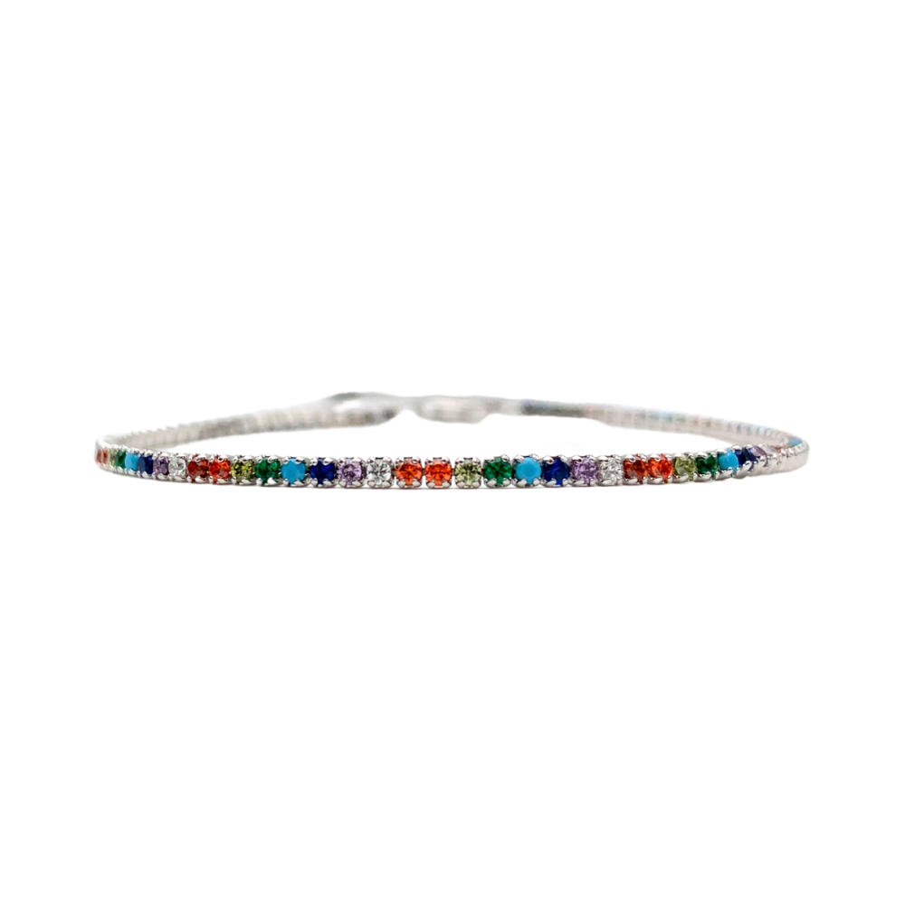 Bracciale Tennis Zirconi Rainbow Mini in Argento Silver - WJ Gioielli