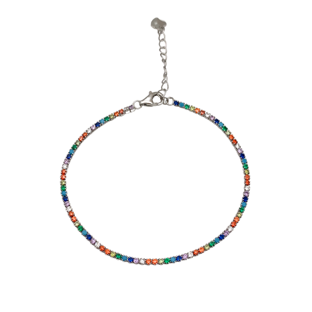 Bracciale Tennis Zirconi Rainbow Mini in Argento Silver - WJ Gioielli