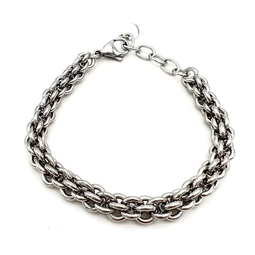 bracciale in acciaio silver torchon grande