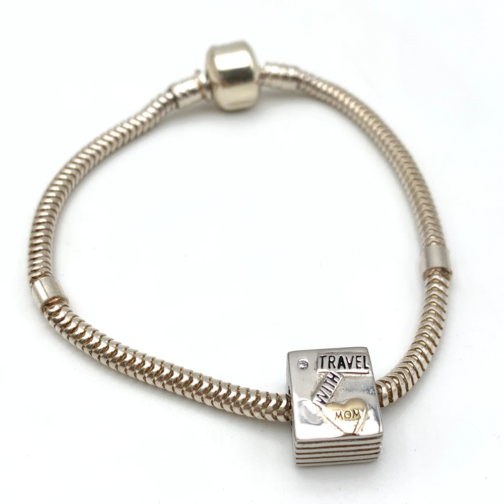 bracciale travel in argento silver con ciondolo valigia
