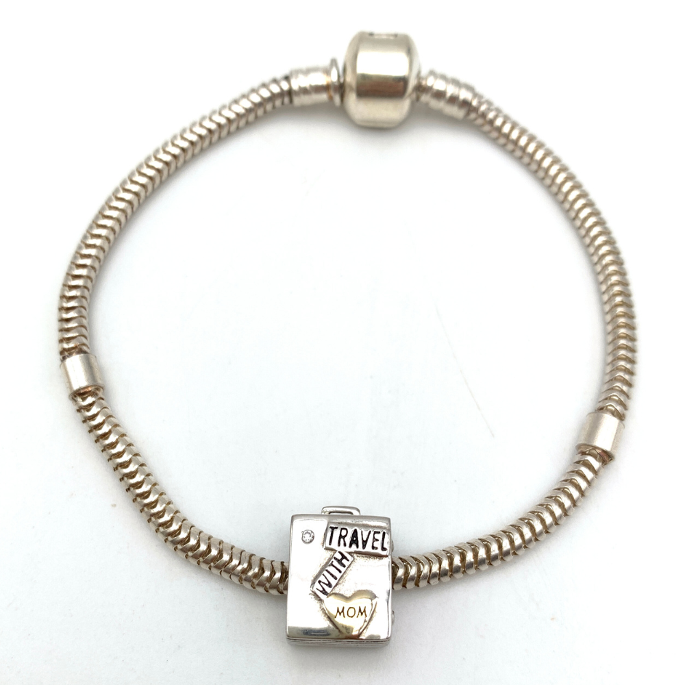 bracciale in argento 925 con ciondolo valigia