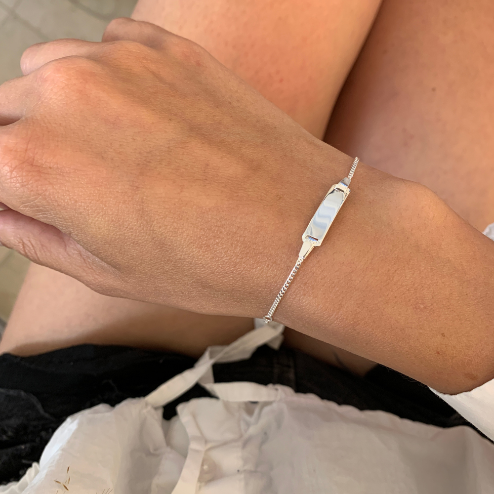 bracciale in argento 925 silver con targhetta personalizzabile con incisione