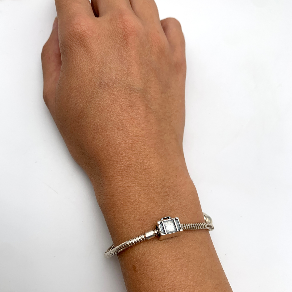 bracciale in argento 925 con ciondolo valigia