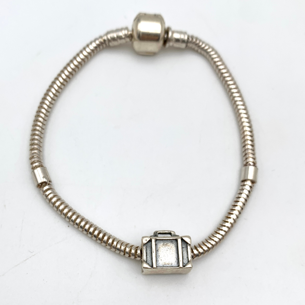 bracciale in argento 925 con ciondolo valigia