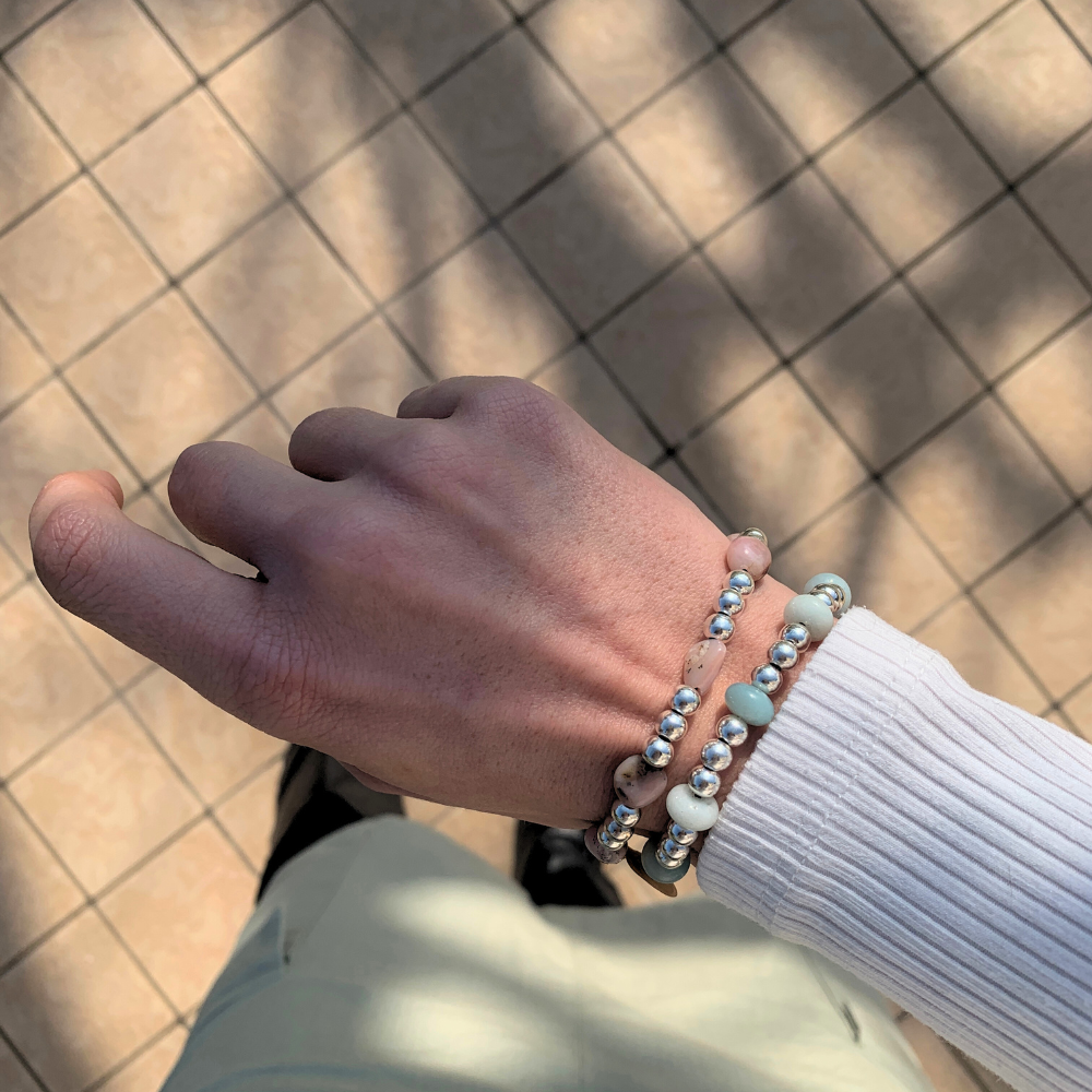 Bracciale Pietre Naturali Verdi e Pepite in Argento Silver - WJ Gioielli