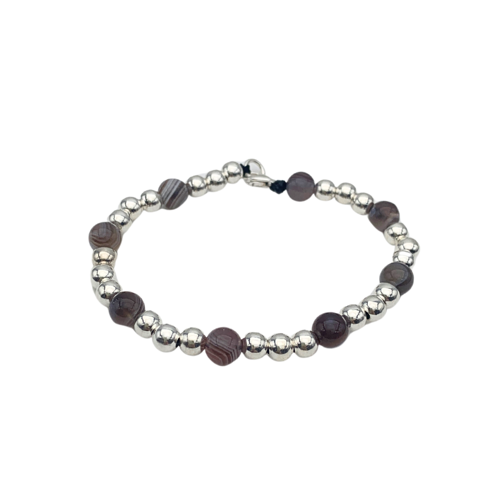 Bracciale Pietre Naturali Marroni e Pepite in Argento Silver - WJ Gioielli