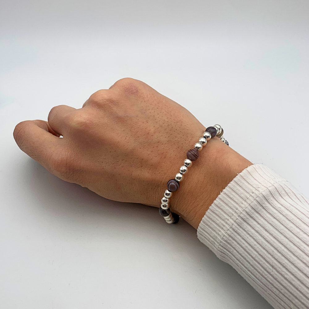 Bracciale Pietre Naturali Marroni e Pepite in Argento Silver - WJ Gioielli