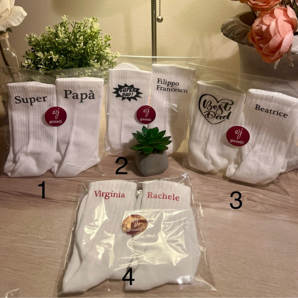 modelli calzini in cotone bianco per festa del papà personalizzabili