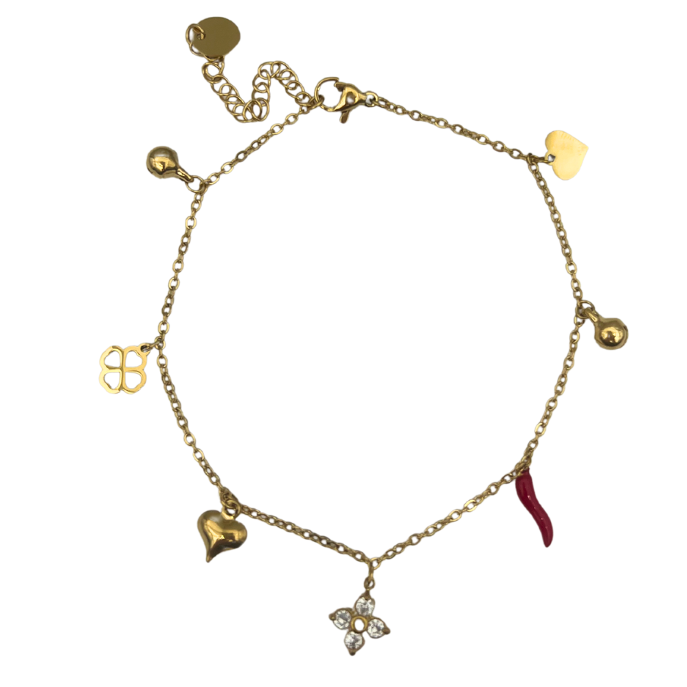 Cavigliera Charms in Acciaio Gold