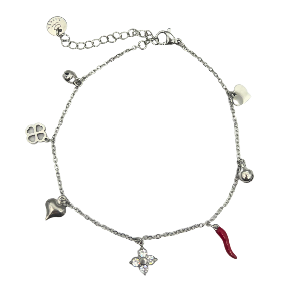 Cavigliera Charms in Acciaio Silver