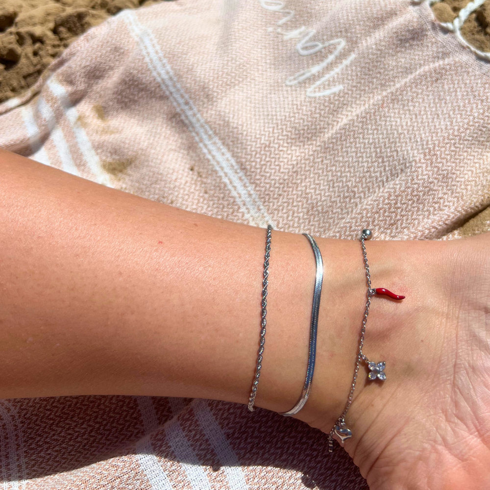 Cavigliera Charms in Acciaio Silver