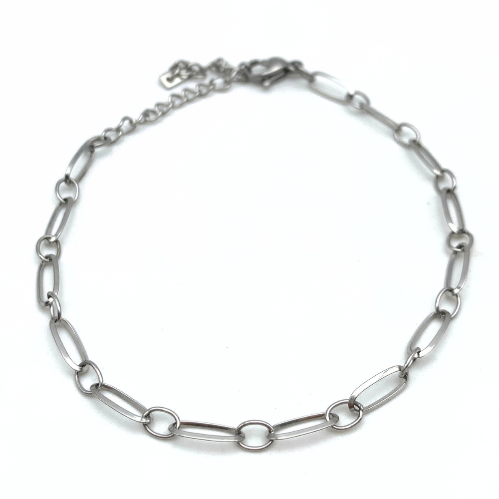 cavigliera chain in acciaio silver