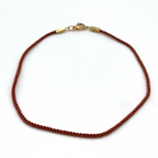 Cavigliera Cordino Rosso Ramato in Acciaio Gold