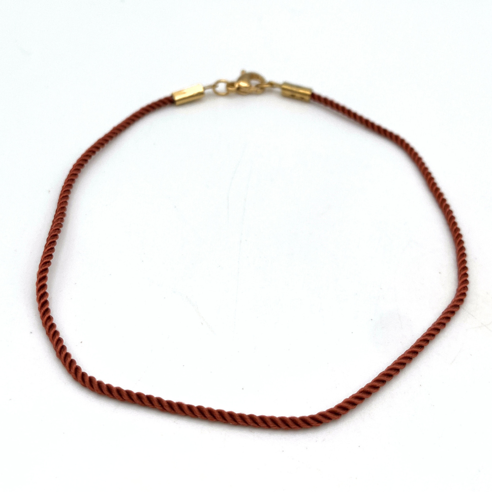 Cavigliera Cordino Rosso Ramato in Acciaio Gold
