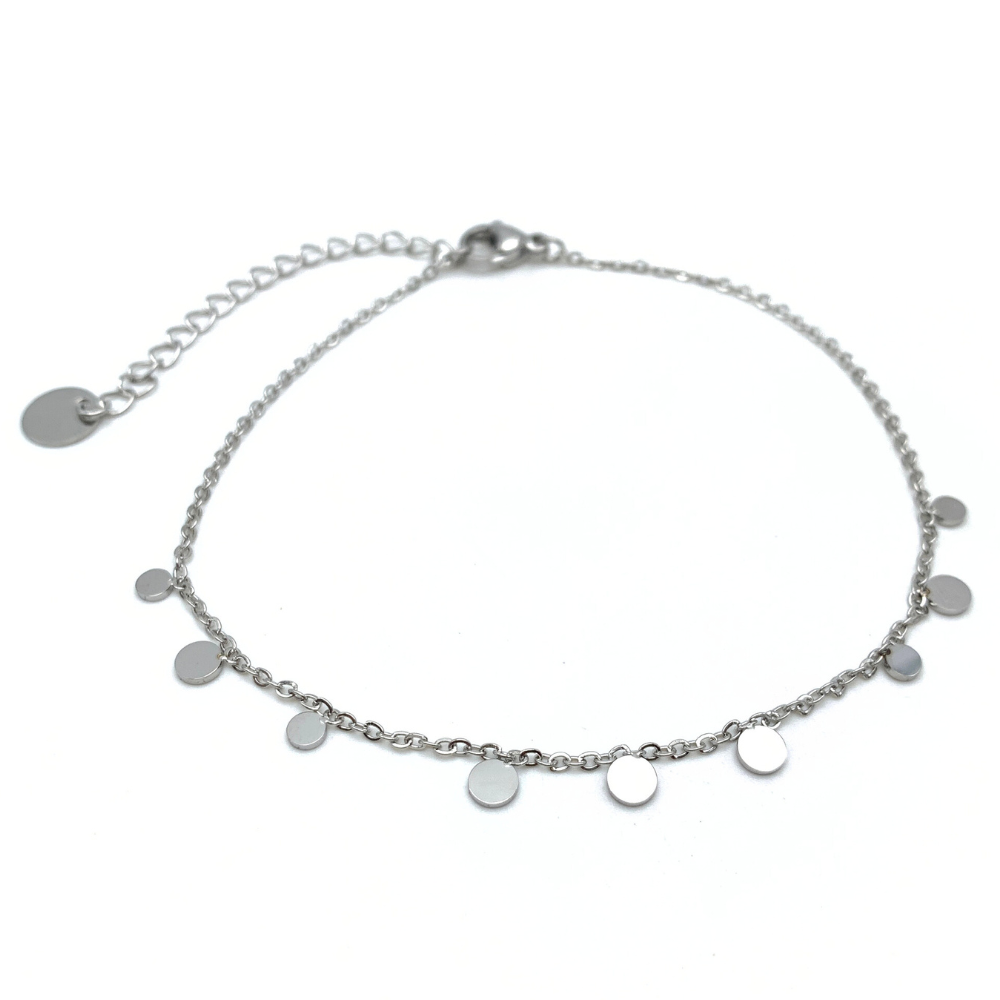 Cavigliera con Medagliette in Acciaio Silver