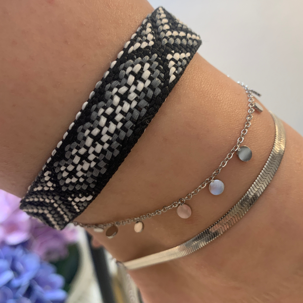 cavigliera in acciaio silver set