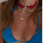 Choker Sassolini Rossi in Acciaio Gold