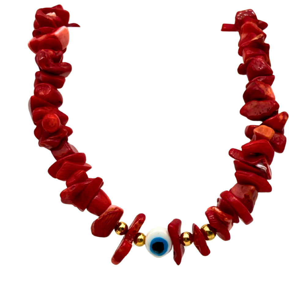 Choker Sassolini Rossi in Acciaio Gold