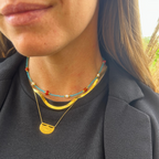 Choker Azzurro Ancestrale in Acciaio Gold