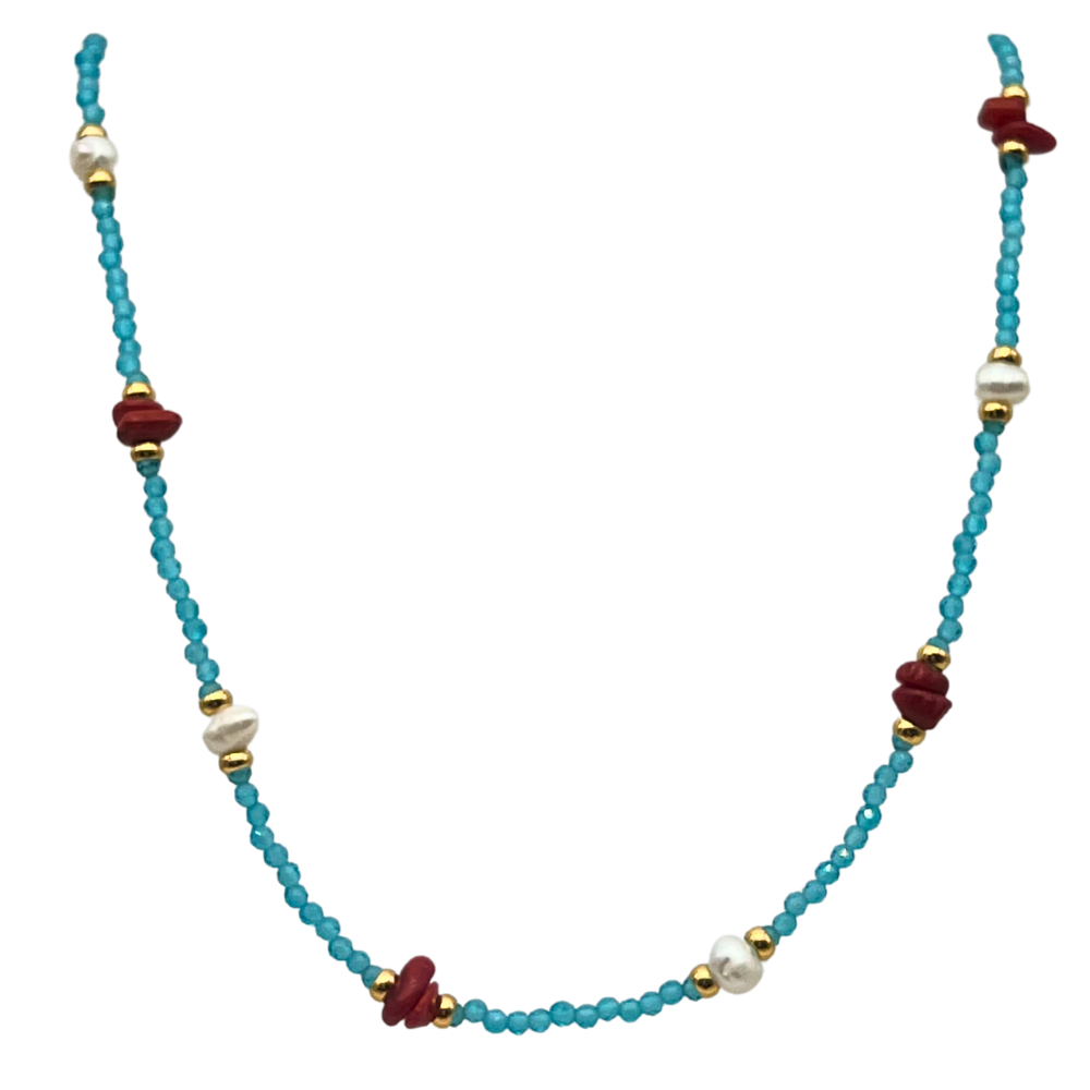 Choker Azzurro Ancestrale in Acciaio Gold